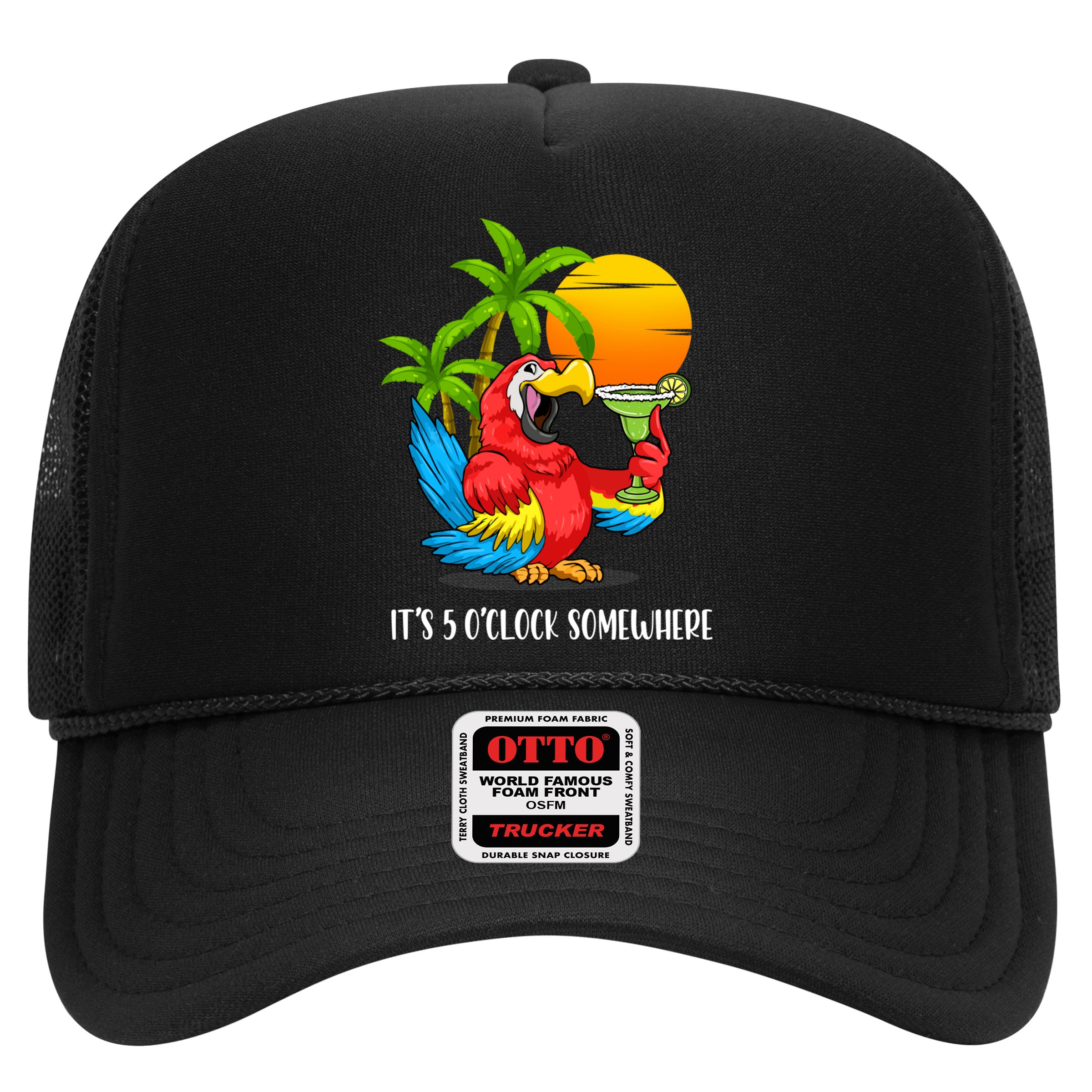 Beach Vacation Drinking Parrot ItS 5 OClock Somewhere Hat