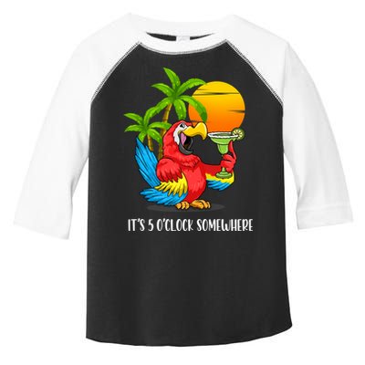 Beach Vacation Drinking Parrot ItS 5 OClock Somewhere Toddler Fine Jersey T-Shirt