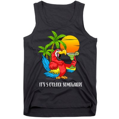 Beach Vacation Drinking Parrot ItS 5 OClock Somewhere Tank Top