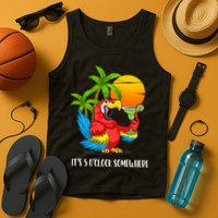 Beach Vacation Drinking Parrot ItS 5 OClock Somewhere Tank Top