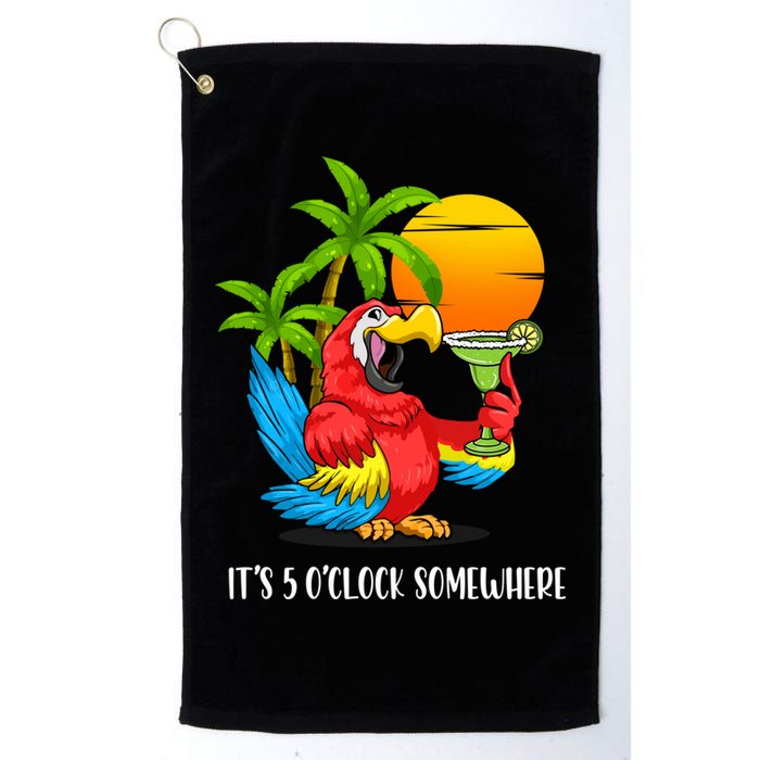 Beach Vacation Drinking Parrot ItS 5 OClock Somewhere Golf Towel
