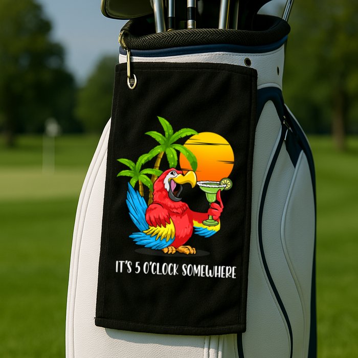 Beach Vacation Drinking Parrot ItS 5 OClock Somewhere Golf Towel