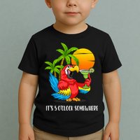 Beach Vacation Drinking Parrot ItS 5 OClock Somewhere Toddler T-Shirt