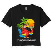 Beach Vacation Drinking Parrot ItS 5 OClock Somewhere Women's Crop Top Tee