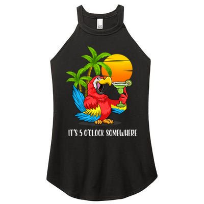 Beach Vacation Drinking Parrot ItS 5 OClock Somewhere Women's Perfect Tri Rocker Tank