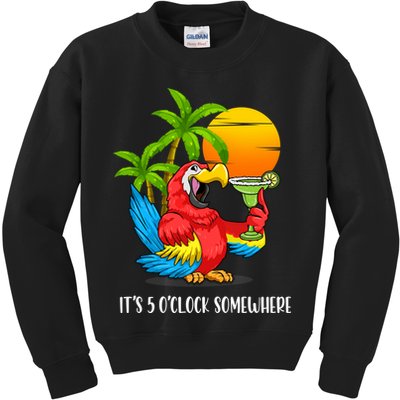 Beach Vacation Drinking Parrot ItS 5 OClock Somewhere Kids Sweatshirt