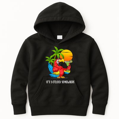 Beach Vacation Drinking Parrot ItS 5 OClock Somewhere Kids Hoodie