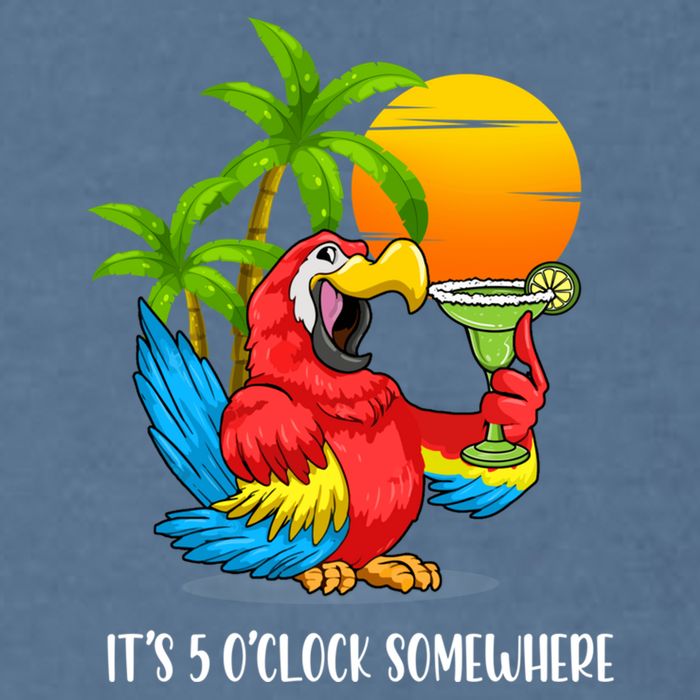 Beach Vacation Drinking Parrot ItS 5 OClock Somewhere Garment-Dyed Sweatshirt
