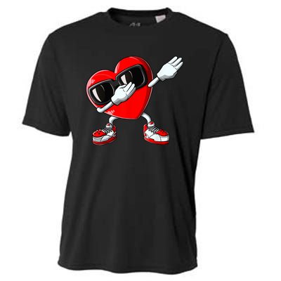 Boys Valentines Day Kids Dabbing Heart Love Dab Dance Gifts Cooling Performance Crew T-Shirt