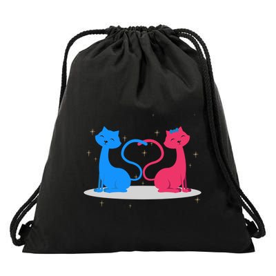 Brand: Valentines Day Clothes Rotic Loving Valentine's Day Cats For Lovers Grea Drawstring Bag