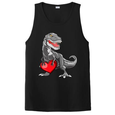 Boy Valentines Day Trex Dinosaur I Steal Hearts PosiCharge Competitor Tank