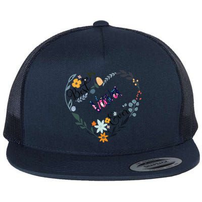 Best Vava Ever Flower Blessed Grandma Mother's Day Gift Flat Bill Trucker Hat