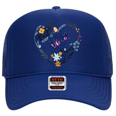 Best Vava Ever Flower Blessed Grandma Mother's Day Gift High Crown Mesh Back Trucker Hat