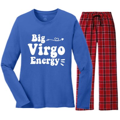 Big Virgo Energy Groovy Zodiac Sign Astrology Horoscope Cool Gift Women's Long Sleeve Flannel Pajama Set 