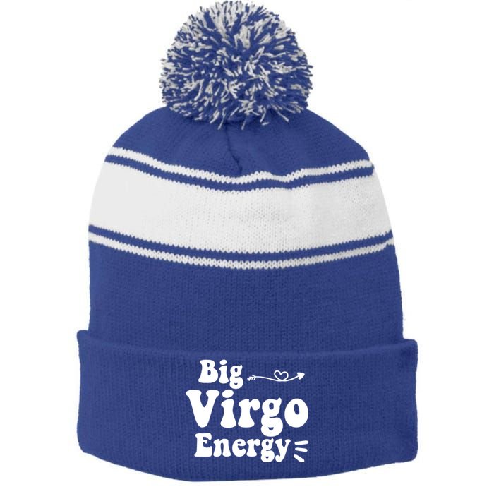 Big Virgo Energy Groovy Zodiac Sign Astrology Horoscope Cool Gift Stripe Pom Pom Beanie