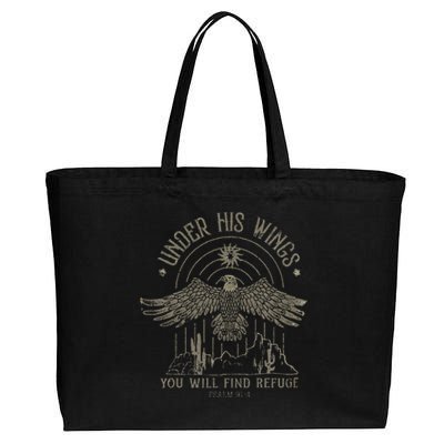 Bible Verse Eagle Psalm 914 Christian Saying Religious Cotton Canvas Jumbo Tote