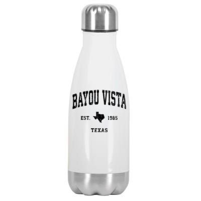 Bayou Vista Est 1985 Texas Tx Vintage Athletic Sports Design Stainless Steel Insulated Water Bottle