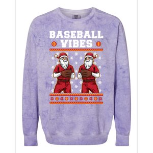 Baseball Vibes Funny Santa Claus Baseball Player Christmas Cute Gift Colorblast Crewneck Sweatshirt