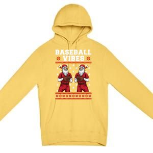 Baseball Vibes Funny Santa Claus Baseball Player Christmas Cute Gift Premium Pullover Hoodie