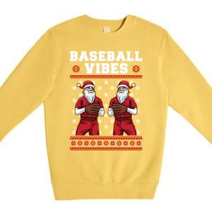 Baseball Vibes Funny Santa Claus Baseball Player Christmas Cute Gift Premium Crewneck Sweatshirt