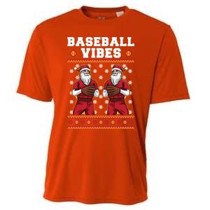 Baseball Vibes Funny Santa Claus Baseball Player Christmas Cute Gift Cooling Performance Crew T-Shirt