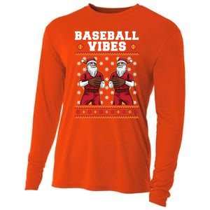 Baseball Vibes Funny Santa Claus Baseball Player Christmas Cute Gift Cooling Performance Long Sleeve Crew