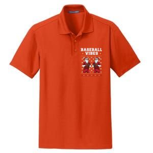 Baseball Vibes Funny Santa Claus Baseball Player Christmas Cute Gift Dry Zone Grid Polo