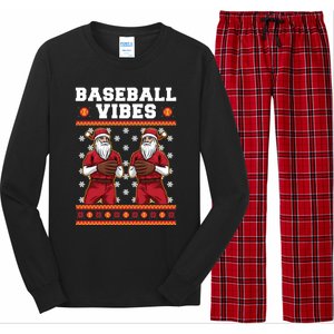 Baseball Vibes Funny Santa Claus Baseball Player Christmas Cute Gift Long Sleeve Pajama Set