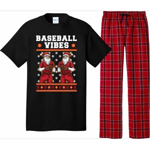 Baseball Vibes Funny Santa Claus Baseball Player Christmas Cute Gift Pajama Set