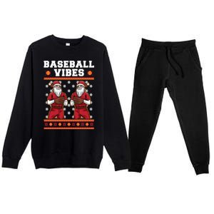 Baseball Vibes Funny Santa Claus Baseball Player Christmas Cute Gift Premium Crewneck Sweatsuit Set