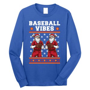 Baseball Vibes Funny Santa Claus Baseball Player Christmas Cute Gift Long Sleeve Shirt