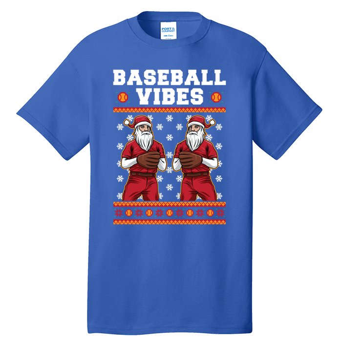 Baseball Vibes Funny Santa Claus Baseball Player Christmas Cute Gift Tall T-Shirt