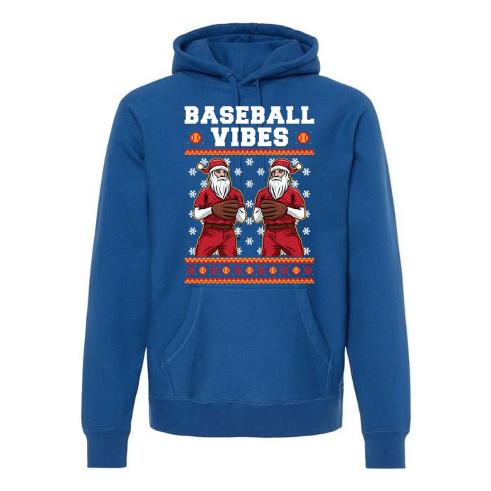 Baseball Vibes Funny Santa Claus Baseball Player Christmas Cute Gift Premium Hoodie