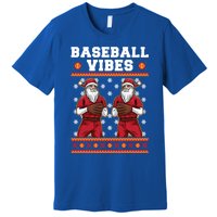 Baseball Vibes Funny Santa Claus Baseball Player Christmas Cute Gift Premium T-Shirt