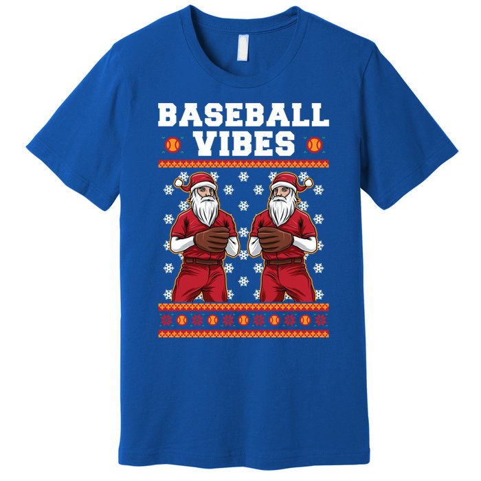 Baseball Vibes Funny Santa Claus Baseball Player Christmas Cute Gift Premium T-Shirt