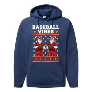 Baseball Vibes Funny Santa Claus Baseball Player Christmas Cute Gift Performance Fleece Hoodie