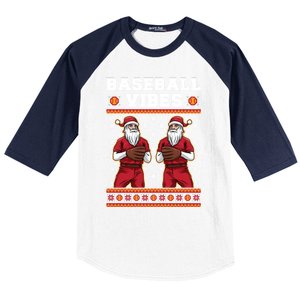 Baseball Vibes Funny Santa Claus Baseball Player Christmas Cute Gift Baseball Sleeve Shirt