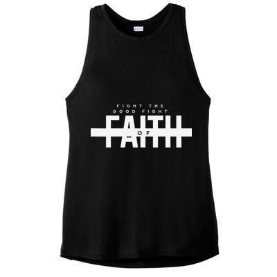Bible Verse - Fight The Good Fight Of Faith Christian Ladies PosiCharge Tri-Blend Wicking Tank