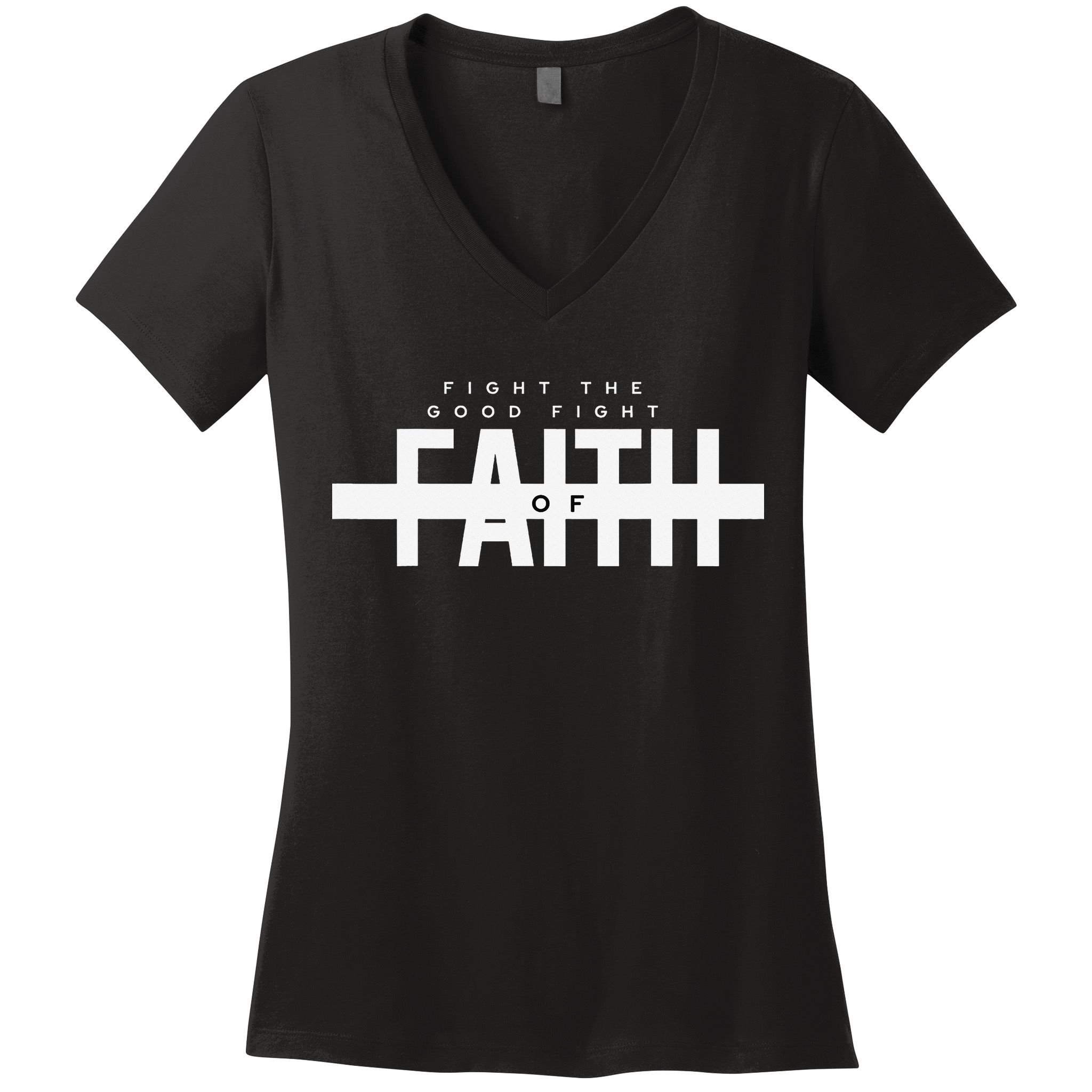 Bible Verse - Fight The Good Fight Of Faith Christian Women's V-Neck T-Shirt