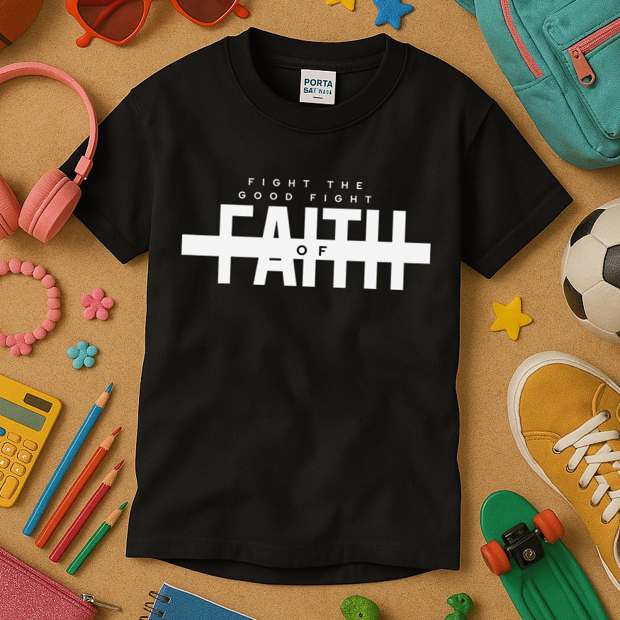 Bible Verse - Fight The Good Fight Of Faith Christian Kids T-Shirt