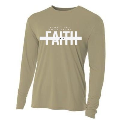 Bible Verse - Fight The Good Fight Of Faith Christian Cooling Performance Long Sleeve Crew