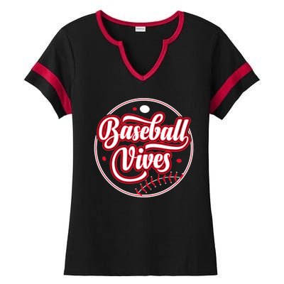 Baseballl Vives Funny Baseball Game Ladies Halftime Notch Neck Tee