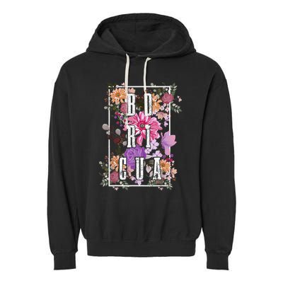 Boricua Vintage Floral Boriken Puerto Rico Rican Pride Garment-Dyed Fleece Hoodie
