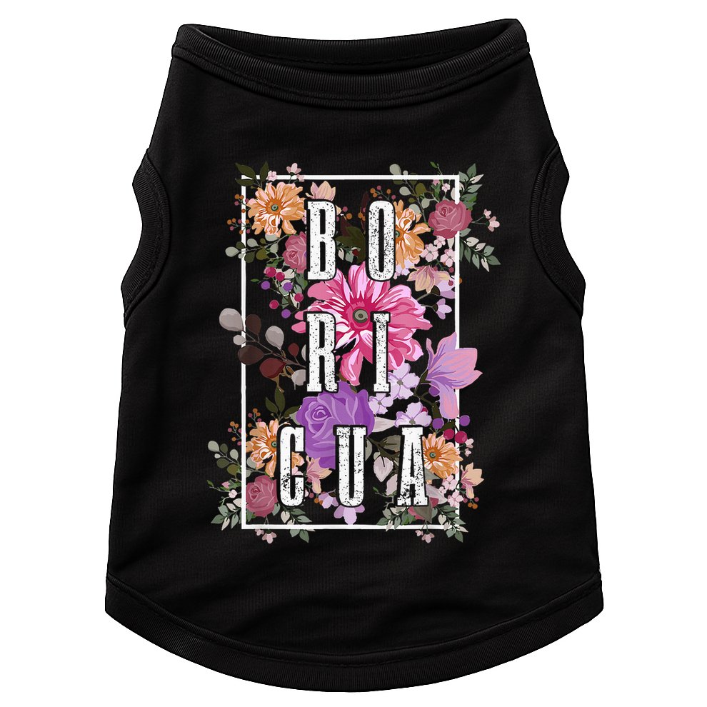 Boricua Vintage Floral Boriken Puerto Rico Rican Pride Doggie Tank