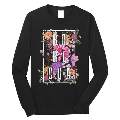 Boricua Vintage Floral Boriken Puerto Rico Rican Pride Long Sleeve Shirt