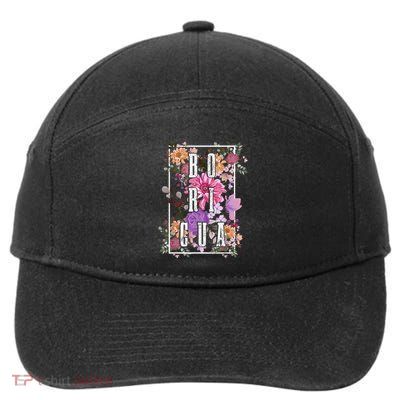 Boricua Vintage Floral Boriken Puerto Rico Rican Pride 7-Panel Snapback Hat