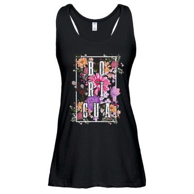 Boricua Vintage Floral Boriken Puerto Rico Rican Pride Ladies Essential Flowy Tank