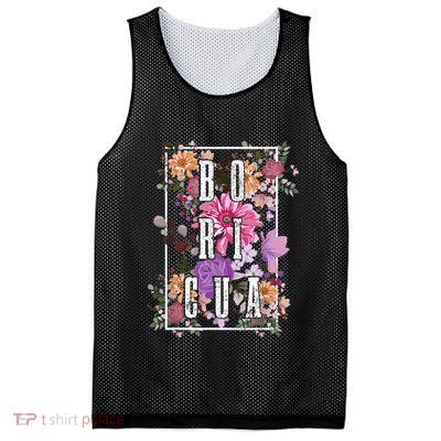 Boricua Vintage Floral Boriken Puerto Rico Rican Pride Mesh Reversible Basketball Jersey Tank