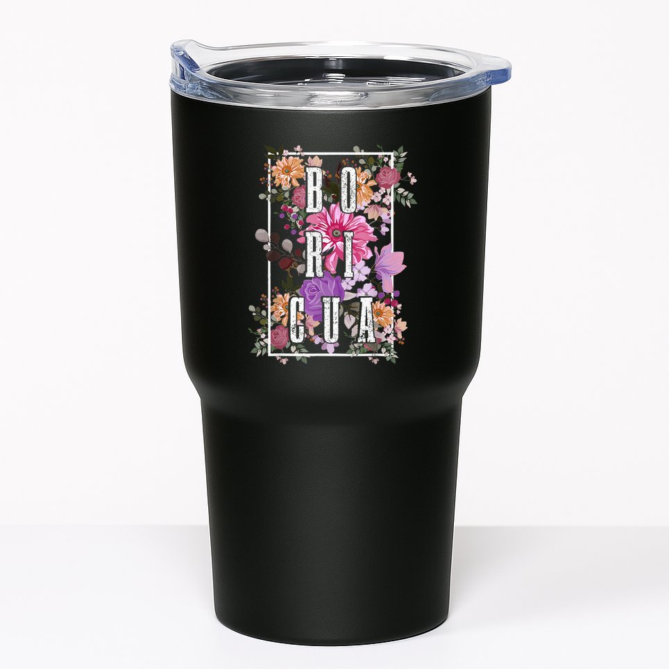 Boricua Vintage Floral Boriken Puerto Rico Rican Pride Tumbler