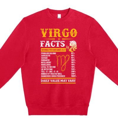 Birthday Virgo Facts Zodiac Sign Birthday Horoscope Cool Gift Premium Crewneck Sweatshirt